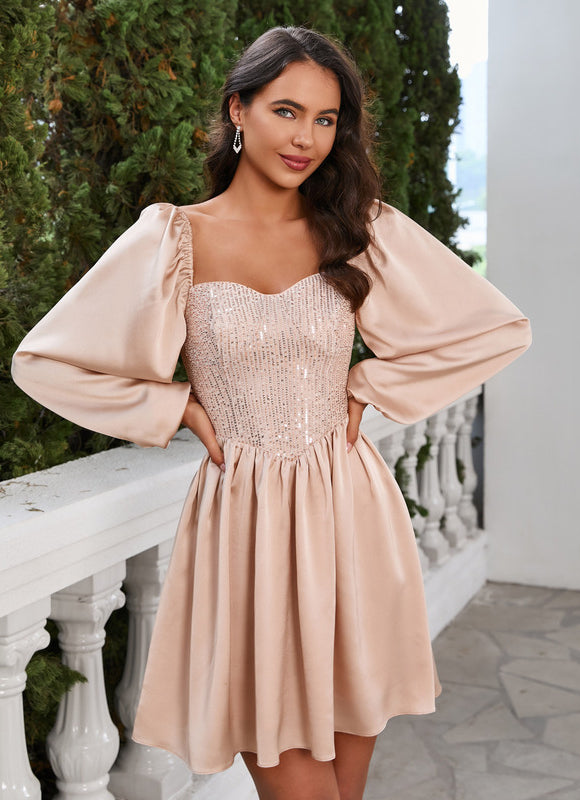 Robe De Soirée Courte Manche Longue