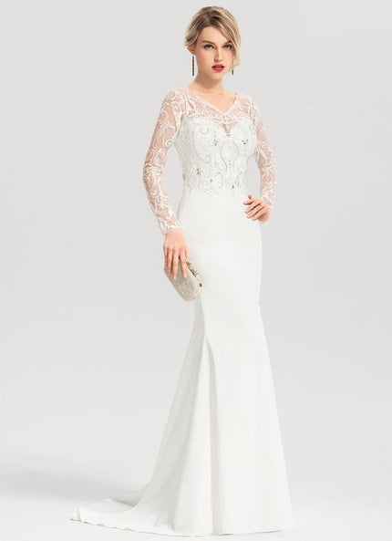 Robe Sirene Blanche Manche Longue