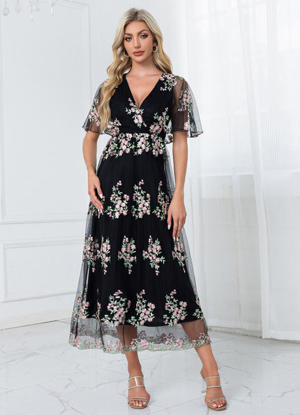 Robe Manche Longue Vintage Tulle Floral
