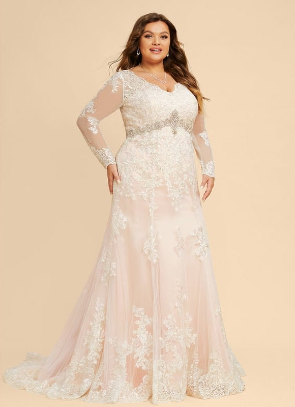 Robe Manche Longue Sirène Tulle Floral - gallery 4