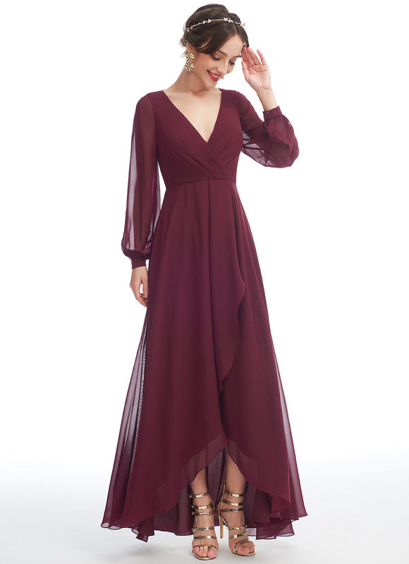 Robe Manche Longue Fluide Marine Volants - gallery 3
