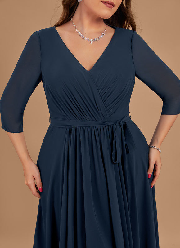 Robe Manche Longue Fluide Col V - gallery 8