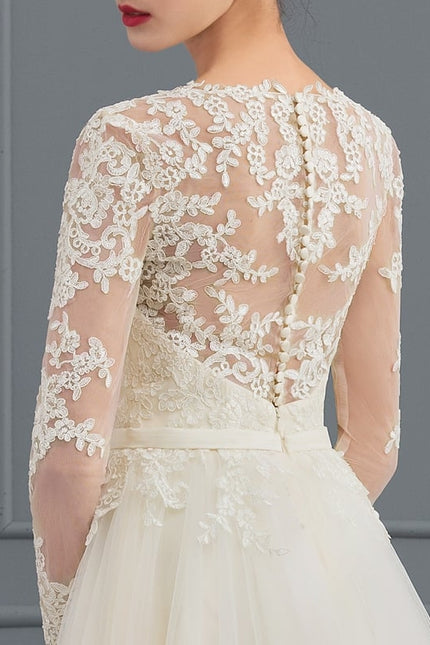 Robe Manche Longue Princesse Tulle Floral - gallery 1