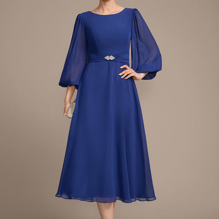 Robes Mi Longues Manches Courtes