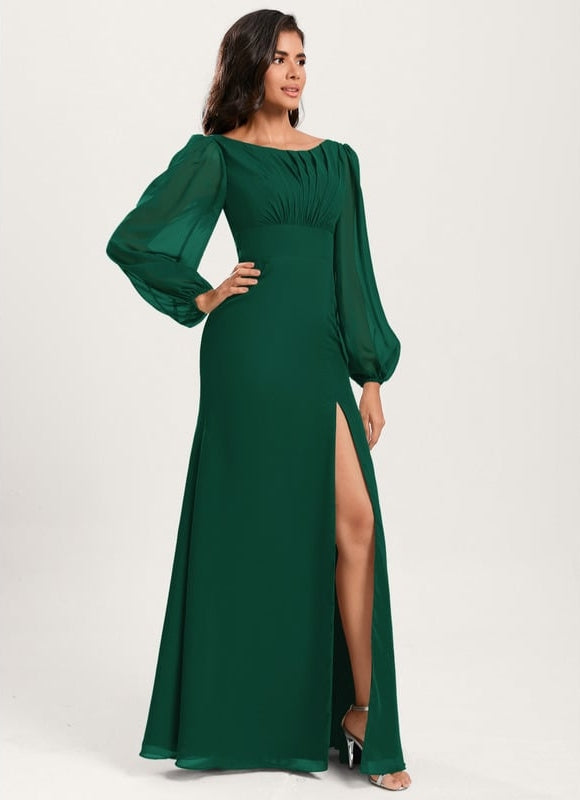 Robe De Soiree Sirene Manche Longue - gallery 2