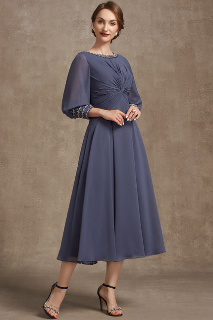 Robe Manche Longue Mousseline Élégante - gallery 5