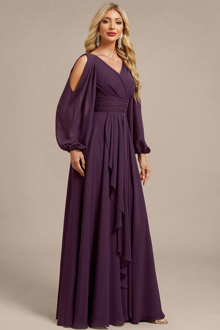 Robe Longue Mousseline Avec Manches - gallery 4