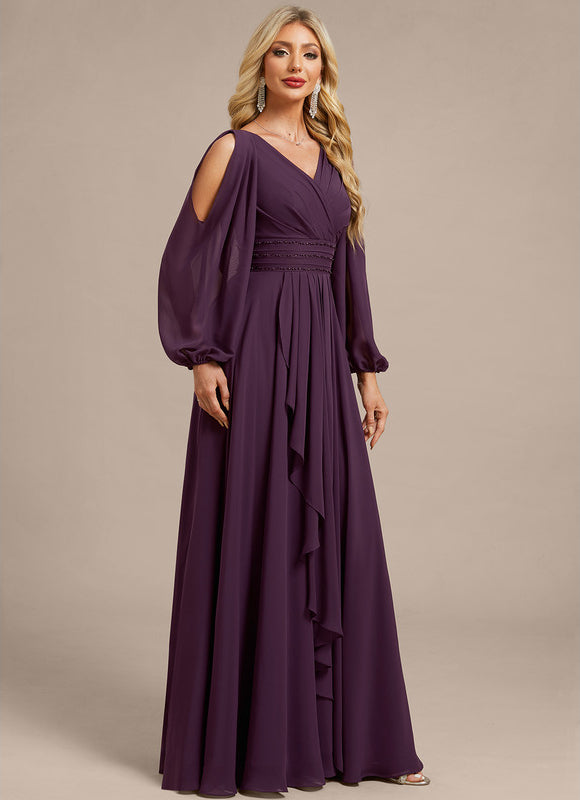 Robe Longue Mousseline Avec Manches - gallery 4