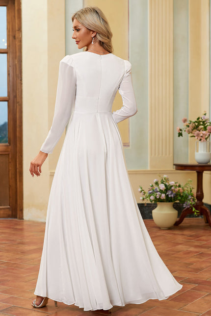 Robe Blanche Longue Manches Longues - gallery 5