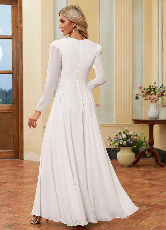 Robe Blanche Longue Manches Longues - gallery 5