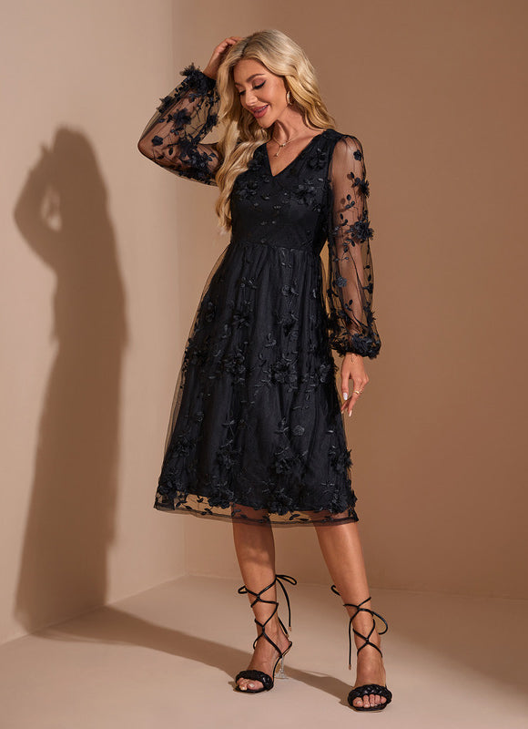Robe Évasée Manche Longue