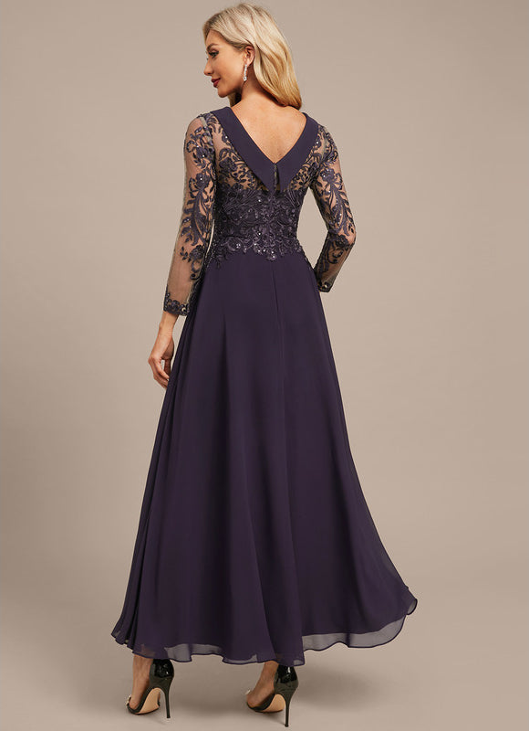 Robe Manche Longue Soirée Violette Élégante - gallery 6
