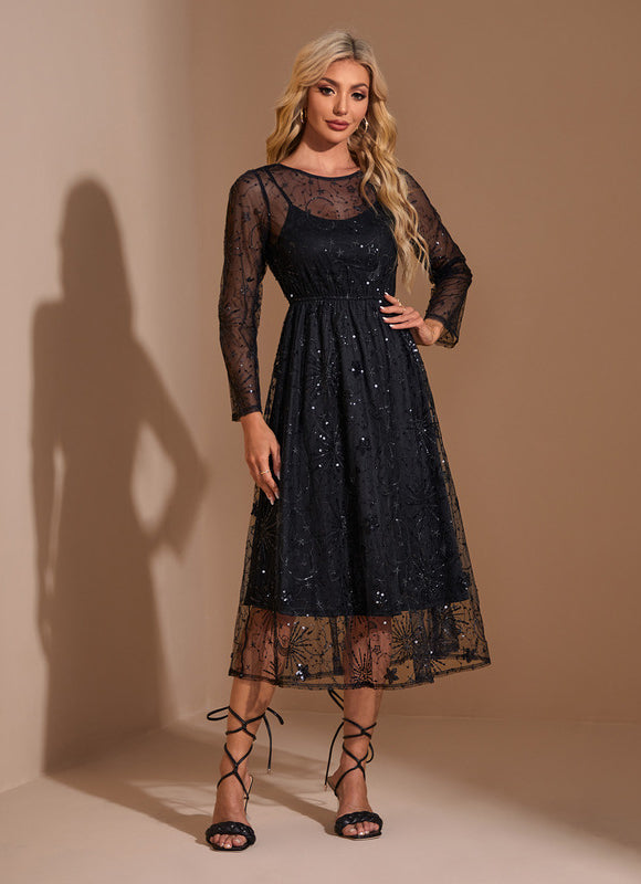 Robe Manches Longues Sequins - gallery 4