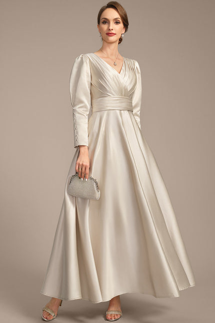 Robe Blanche Satin Manche Longue - gallery 5