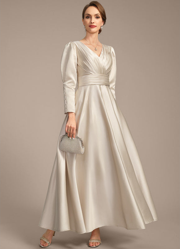 Robe Blanche Satin Manche Longue - gallery 5