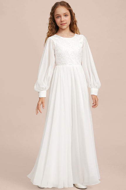 Robe Blanche Boheme Manches Longues - gallery 4