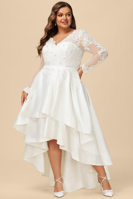 Robe Manche Longue Satin Asymétrique - gallery 7