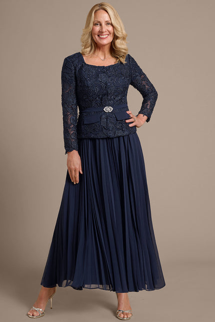 Robe Longue Col Carré Manche Bouffante