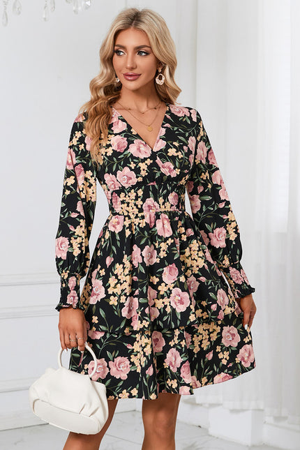 Robe Manche Longue Fleurie Courte