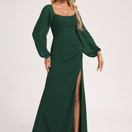 Robe Verte Manches Longues