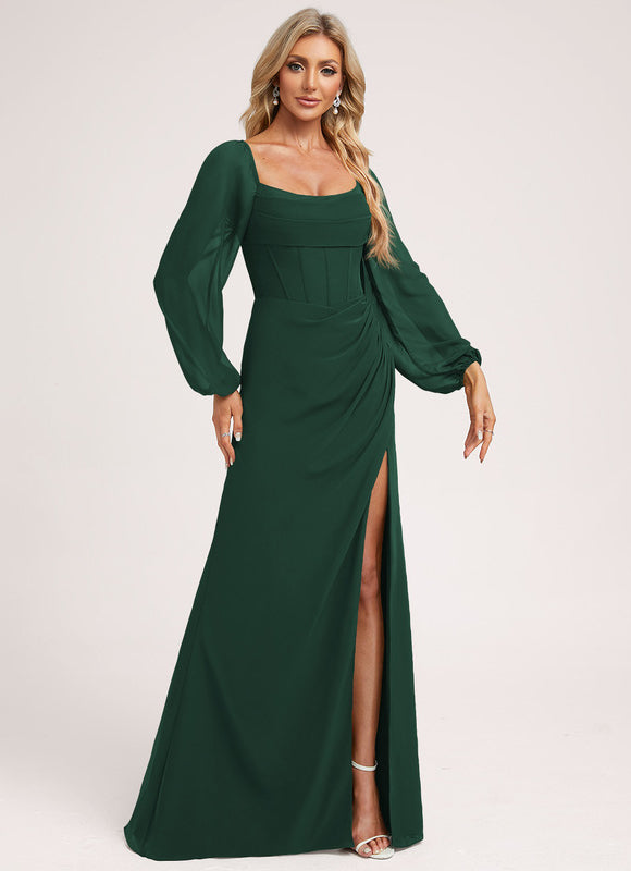 Robe Verte Manches Longues