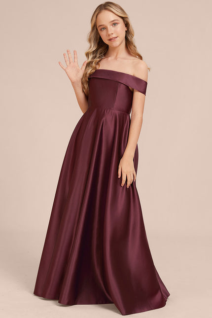 Robe Manche Longue Satin Bordeaux Longue - gallery 5