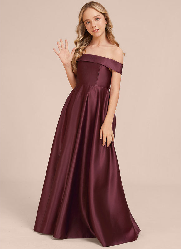 Robe Manche Longue Satin Bordeaux Longue - gallery 5