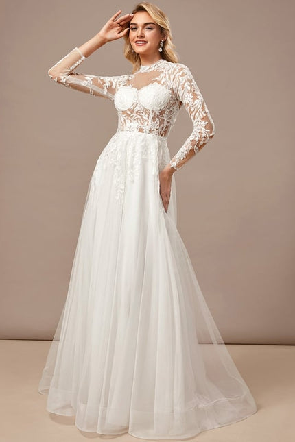 Robe De Mariee Manches Longues Dos Nu - gallery 1