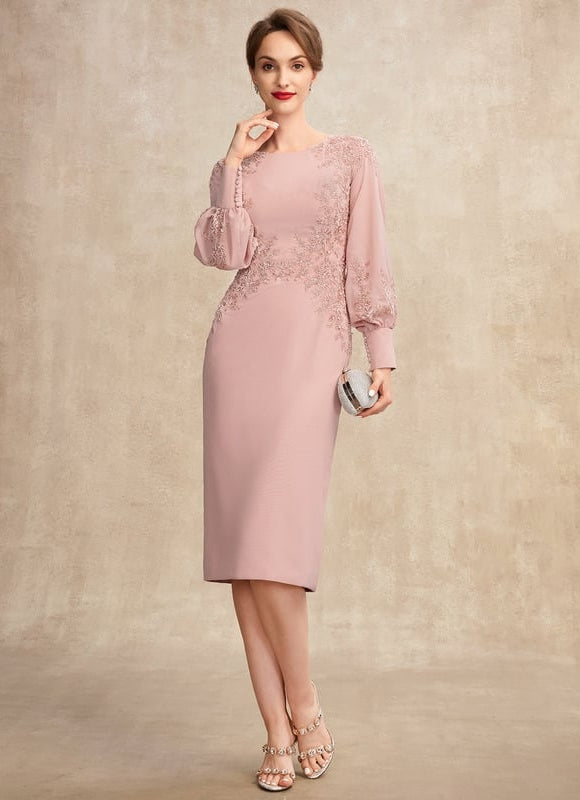 Robe Fourreau Dentelle Manche Longue - gallery 4