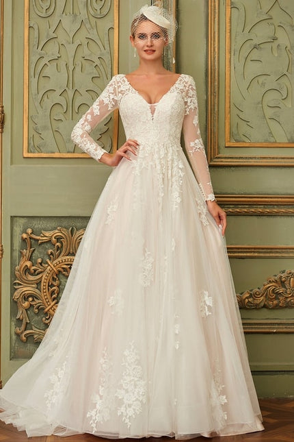 Robe Manche Longue Princesse Tulle Floral - gallery 3