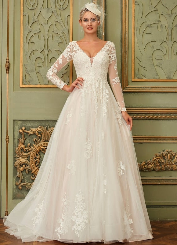Robe Manche Longue Princesse Tulle Floral - gallery 3