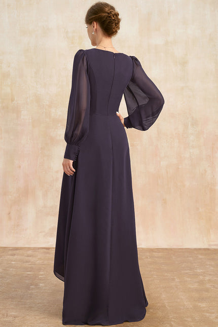 Robe Manche Longue Asymétrique Satinée - gallery 5