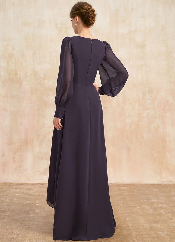 Robe Manche Longue Asymétrique Satinée - gallery 5