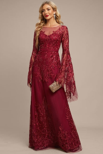 Robe De Soirée Bordeaux Manche Longue