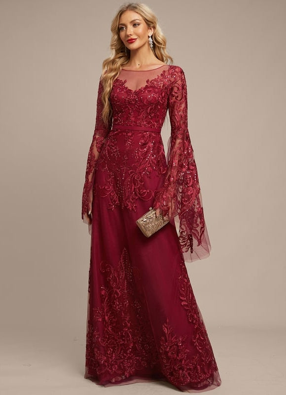 Robe De Soirée Bordeaux Manche Longue