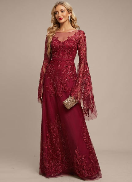 Robe De Soirée Bordeaux Manche Longue