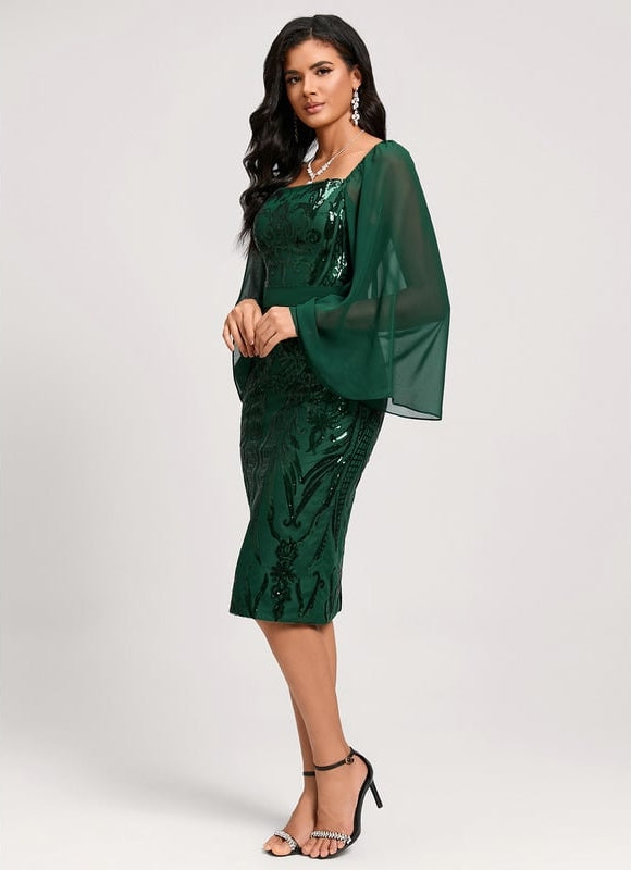 Robe Manche Longue Élégante Pailletée - gallery 1