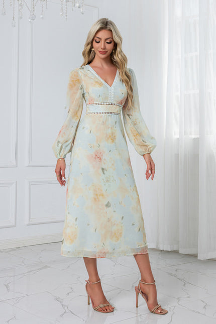 Robe Manche Longue Fleurie Fluide - gallery 6