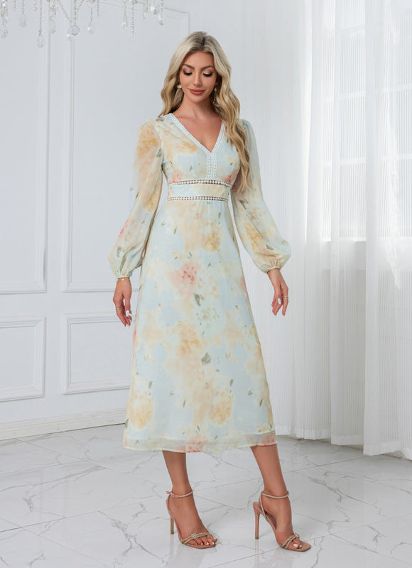 Robe Manche Longue Fleurie Fluide - gallery 6