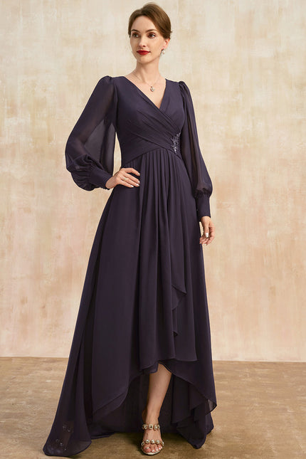 Robe Manche Longue Asymétrique Satinée - gallery 2