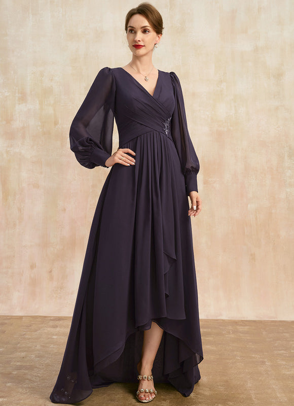 Robe Manche Longue Asymétrique Satinée - gallery 2