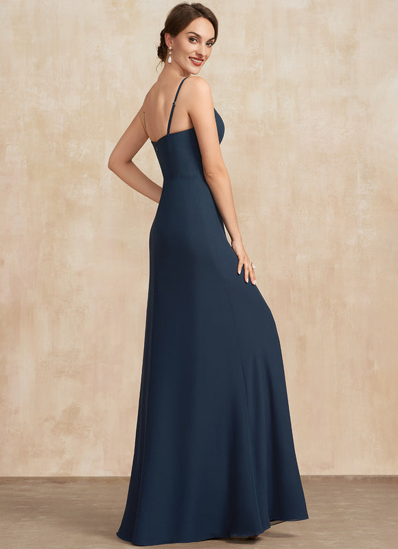 Robe Manche Longue En Dentelle Marine - gallery 6