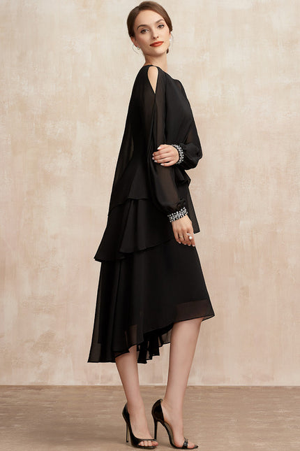 Robe Noire Longue Manche Courte - gallery 3