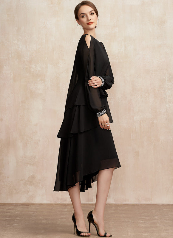 Robe Noire Longue Manche Courte - gallery 3