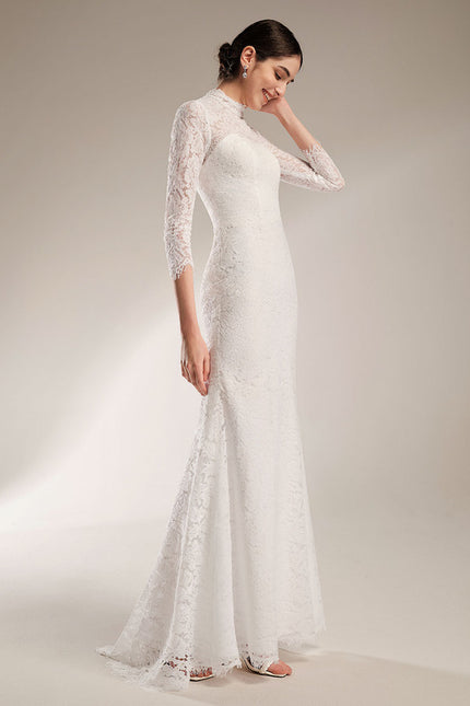 Robe Moulante Blanche Manche Longue - gallery 1