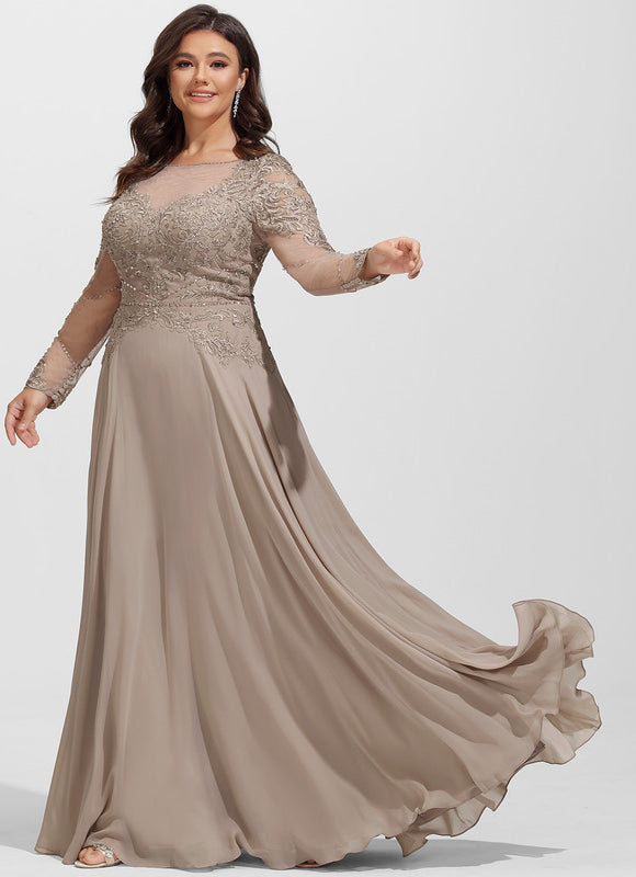 Robe Manche Longue Élégante Beige - gallery 9