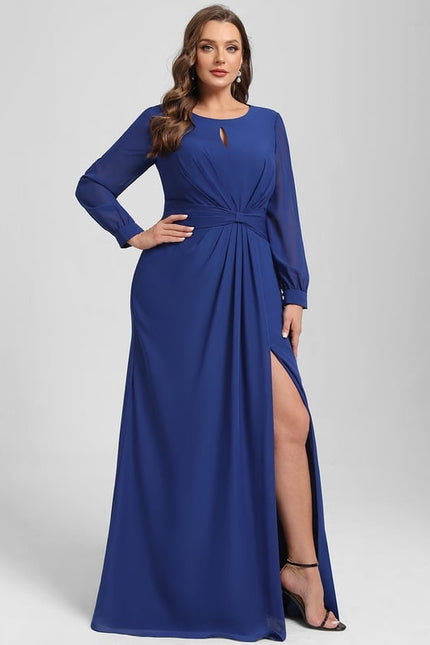 Robe Manche Longue Fluide Fendue - gallery 7