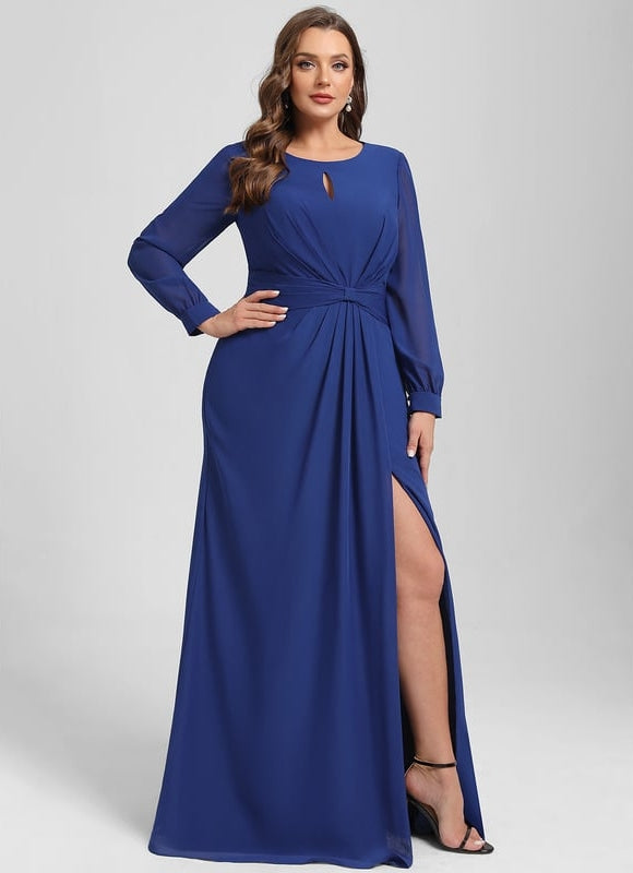 Robe Manche Longue Fluide Fendue - gallery 7