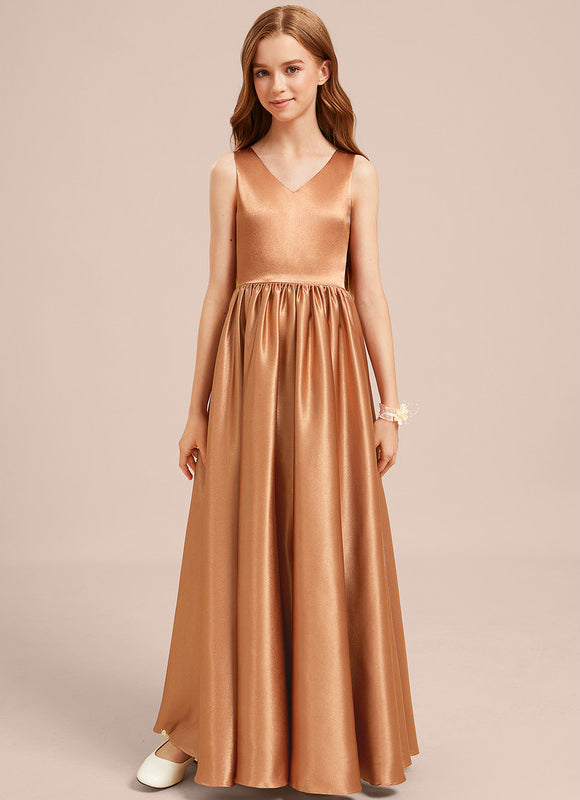 Robe Manche Longue Satin Doré - gallery 3