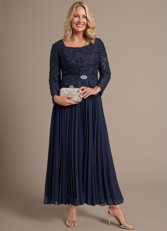 Robe Longue Col Carré Manche Bouffante - gallery 2